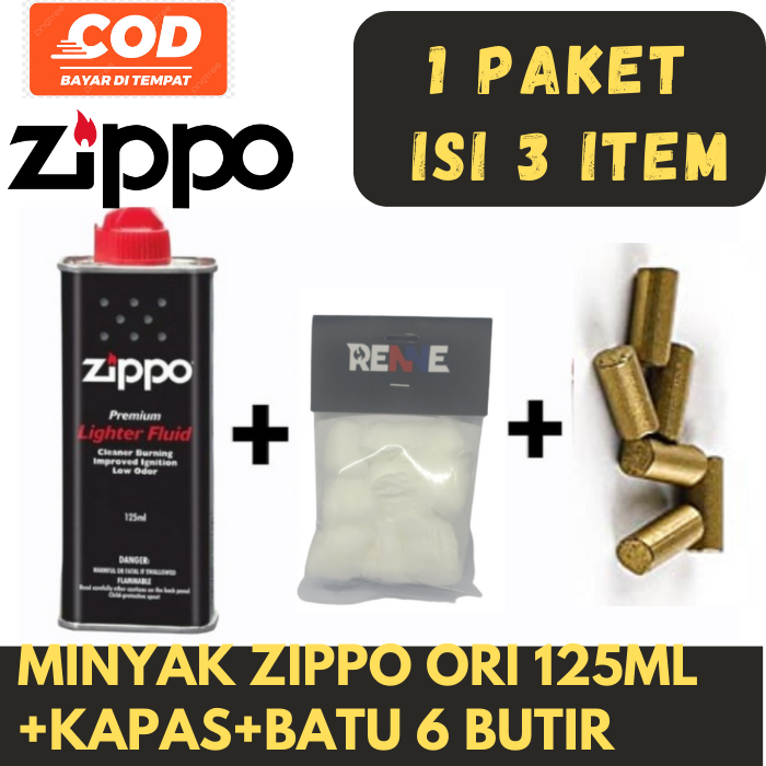 Jual Minyak Zippo Ml Paket Kapas Set Dan Batu Flint Shopee Indonesia