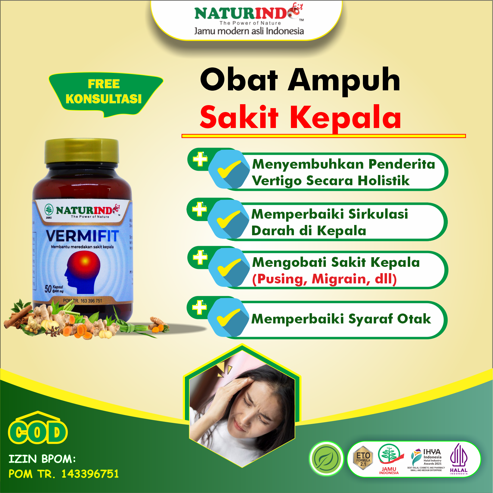 Jual Obat Vertigo Herbal Sakit Kepala Pusing Kepala Sebelah Obat