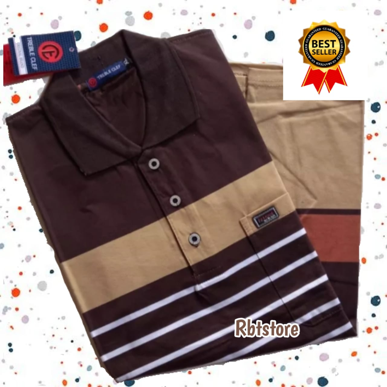 Jual Kaos kerah pria dewasa motif salur ada saku lengan pendek II ...