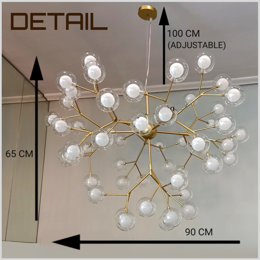 Jual Lampu hias gantung MODERN DOUBLE GLASS BALL LED cabang 54 ARMS ...