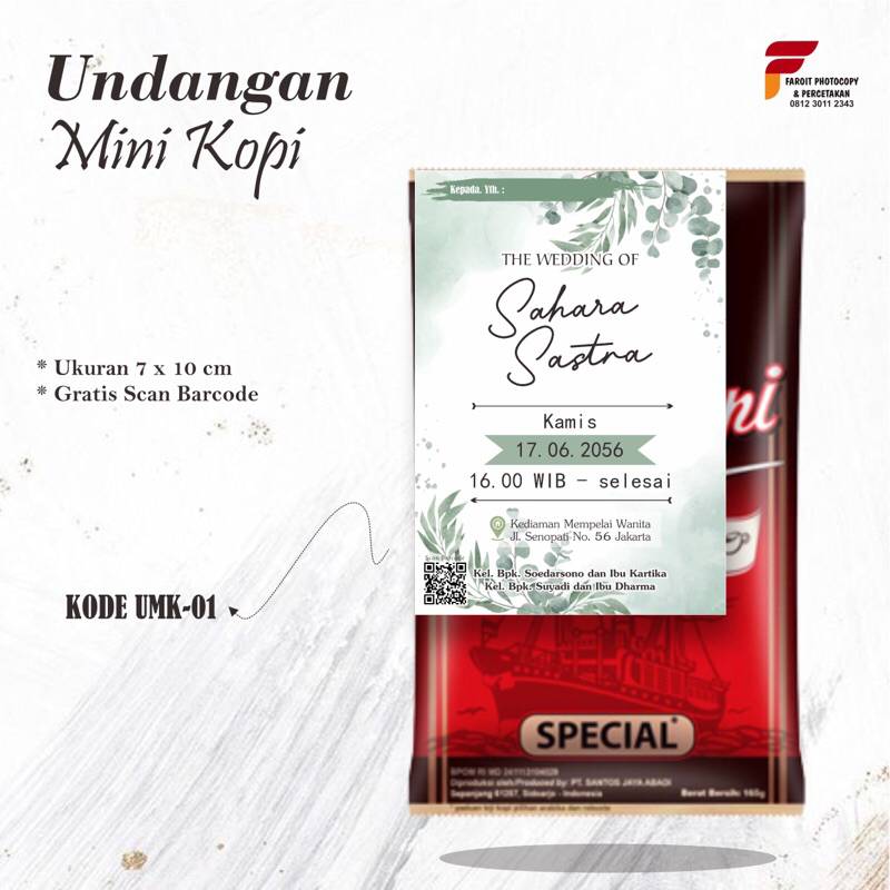 Jual Undangan Kopi, Sabun, Rokok Pernikahan Mini Murah Meriah Simple