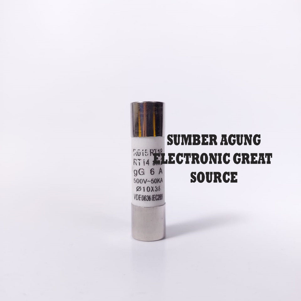 Jual Fuse Ceramic Sekering Keramik Sekring 6A Silinder 10x38 R015 RT18 ...