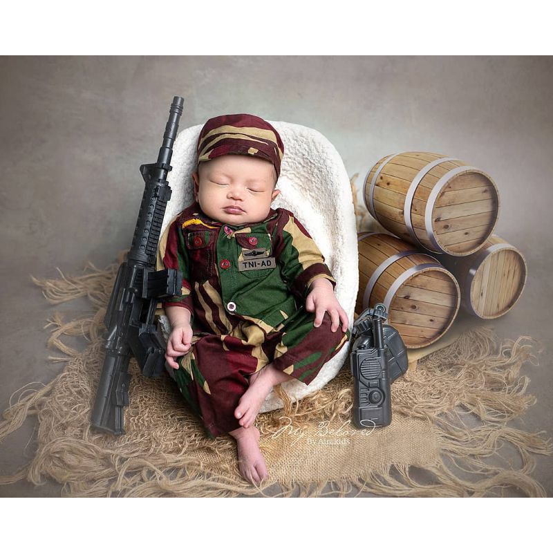 Jual Desain foto baby boy ala studio tema tentara , Free cetak 10R dan