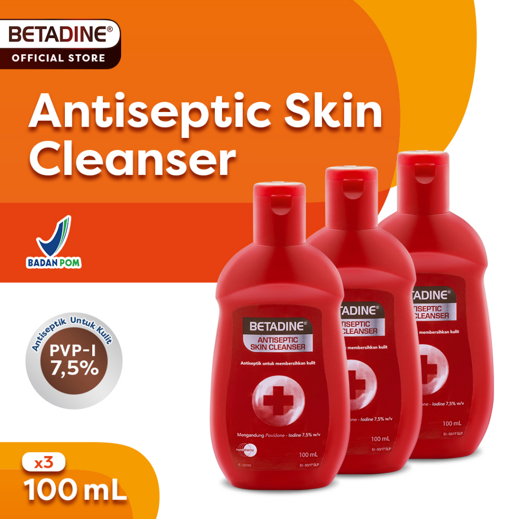 Jual BETADINE ANTISEPTIC SKIN CLEANSER Sabun Cair 100ml Triple Pack ...