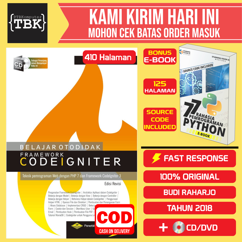 Jual Buku Belajar Otodidak Framework Codeigniter Budi Raharjo Shopee Indonesia 0942