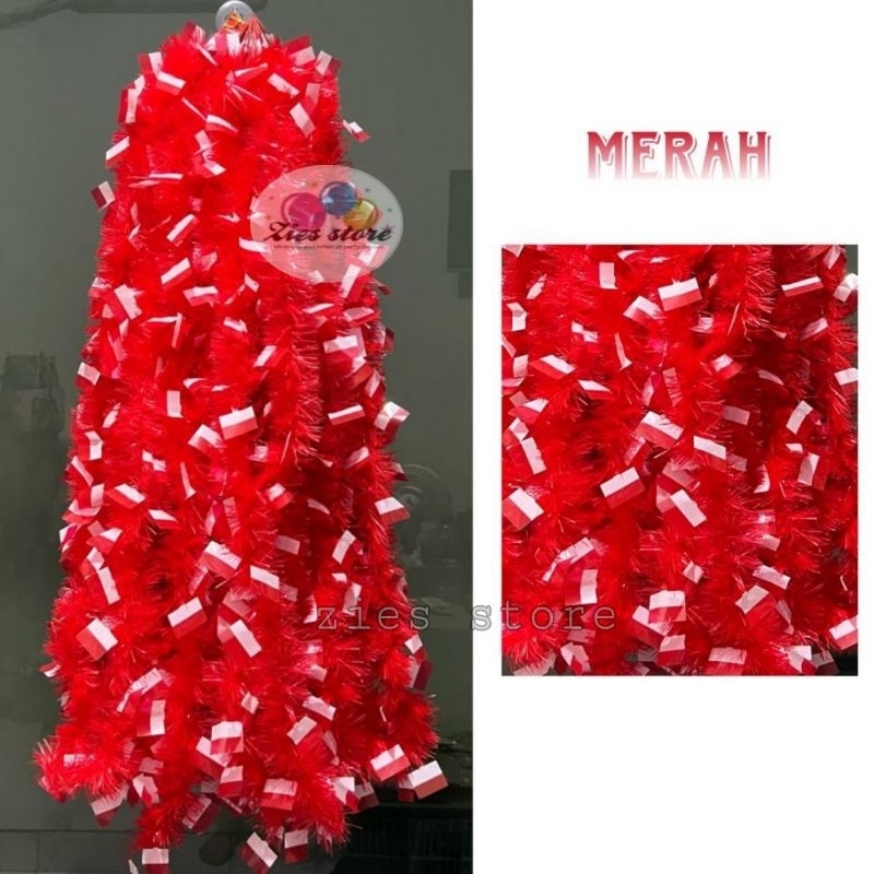 slinger bendera merah putih 1785 A 7cm/2m / hiasan 17 agustus merah