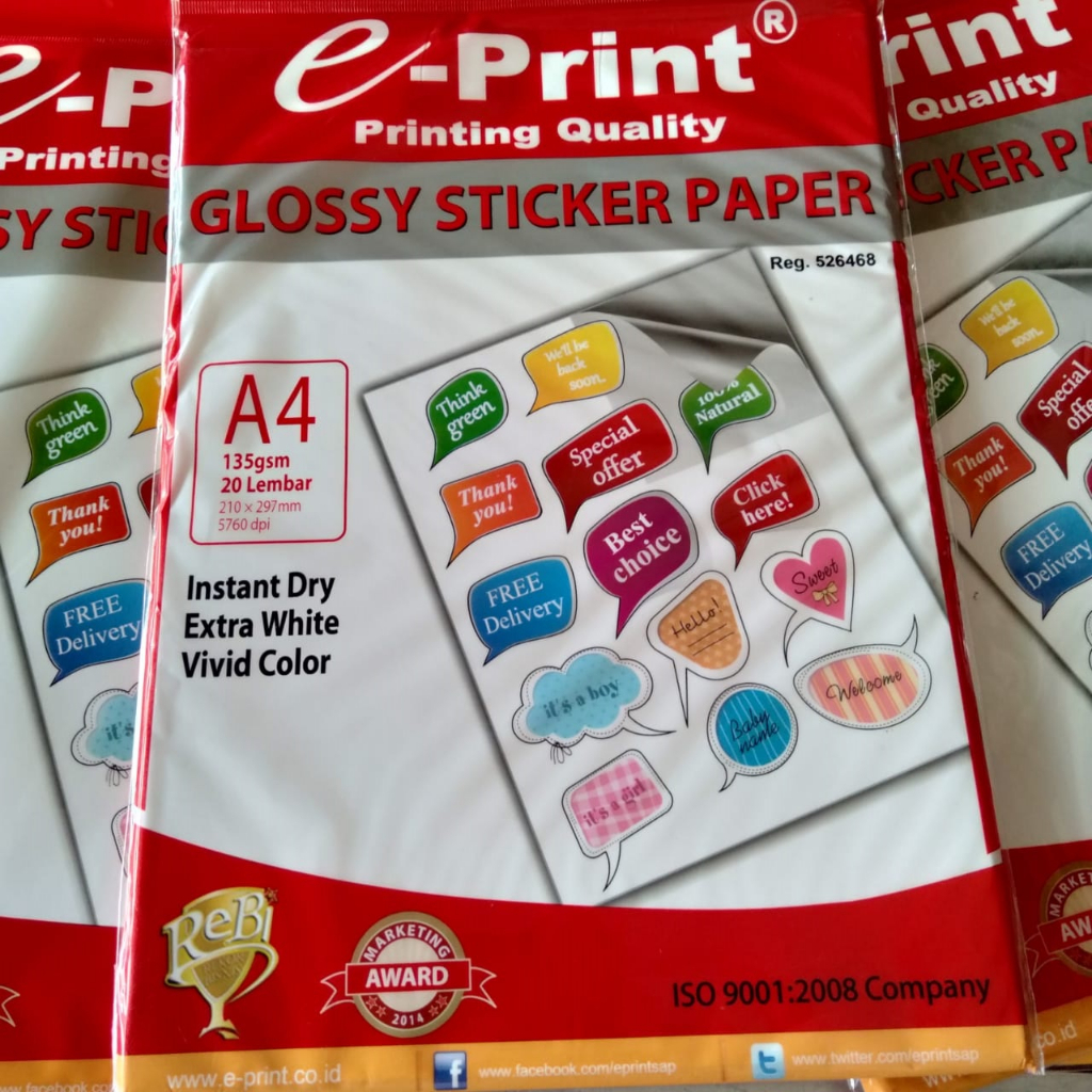 Jual E Print Glossy Sticker Paper A Gsm Shopee Indonesia