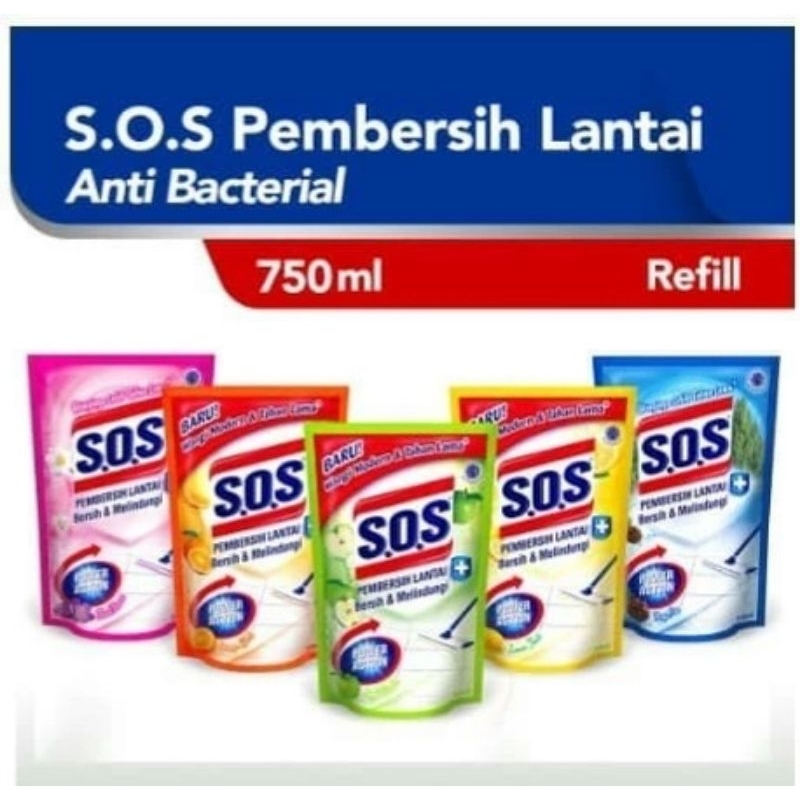 Jual SOS Pembersih Lantai 750ml Refill Pouch Anti Bacterial - S.O.S ...