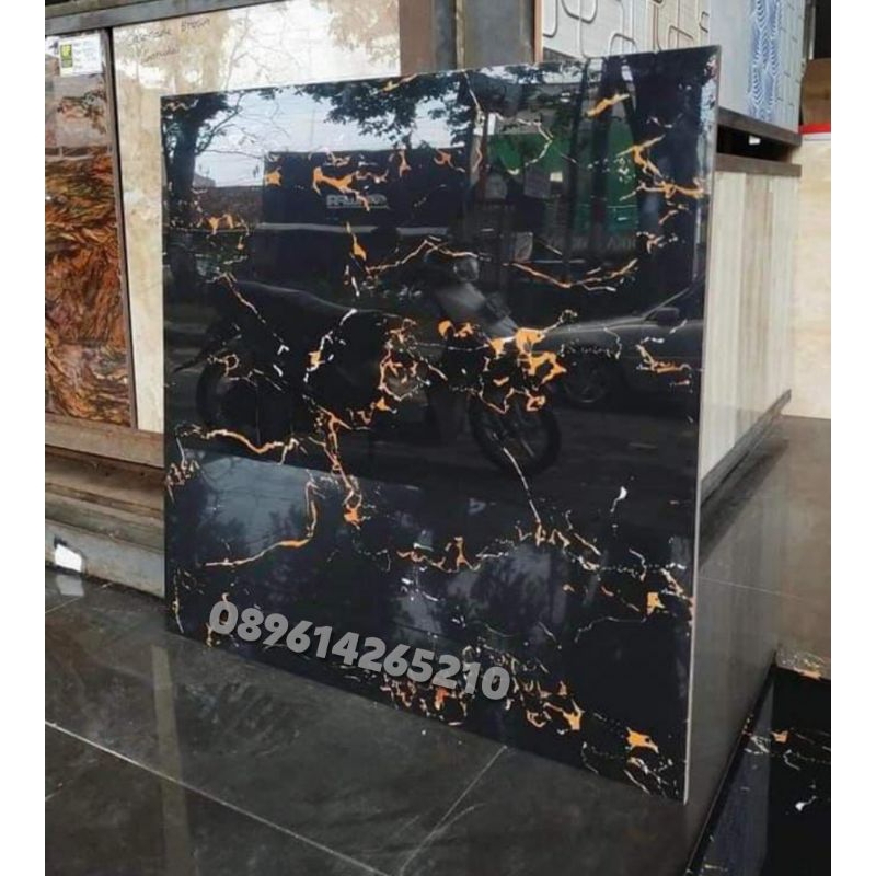 Jual Granit Lantai 80x80 hitam motip corak emas | Shopee Indonesia
