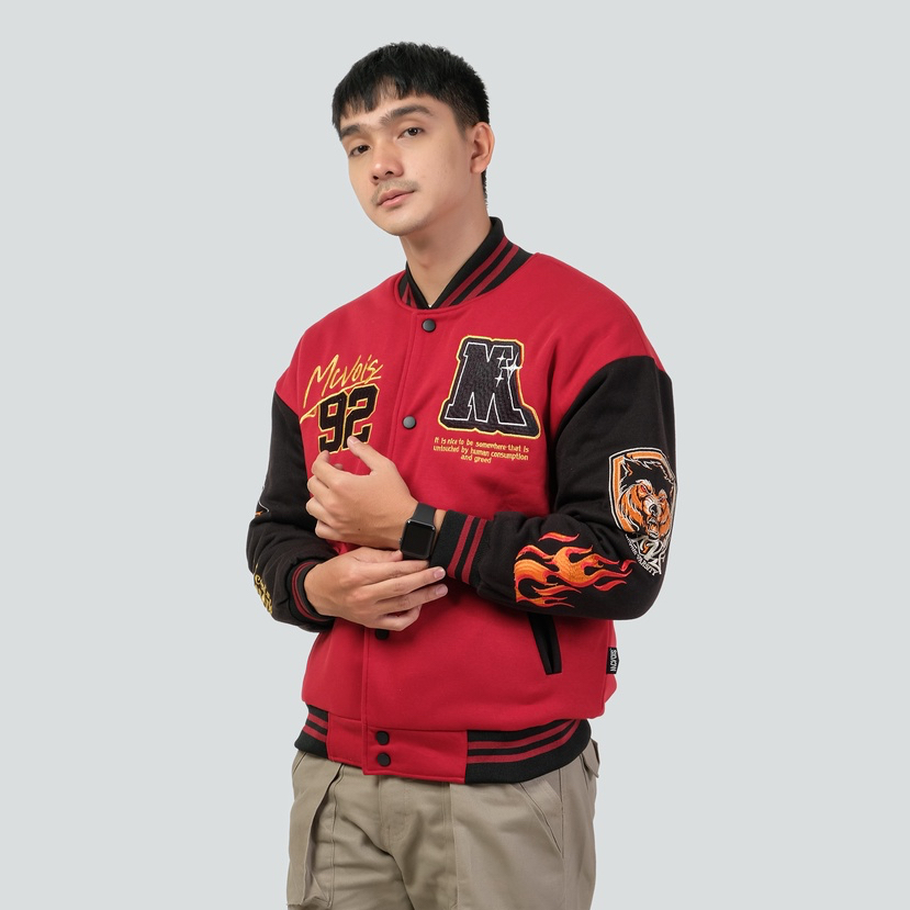 Jual Varsity Jaket Bear Maroon Full Bordir Premium Distro | Shopee ...