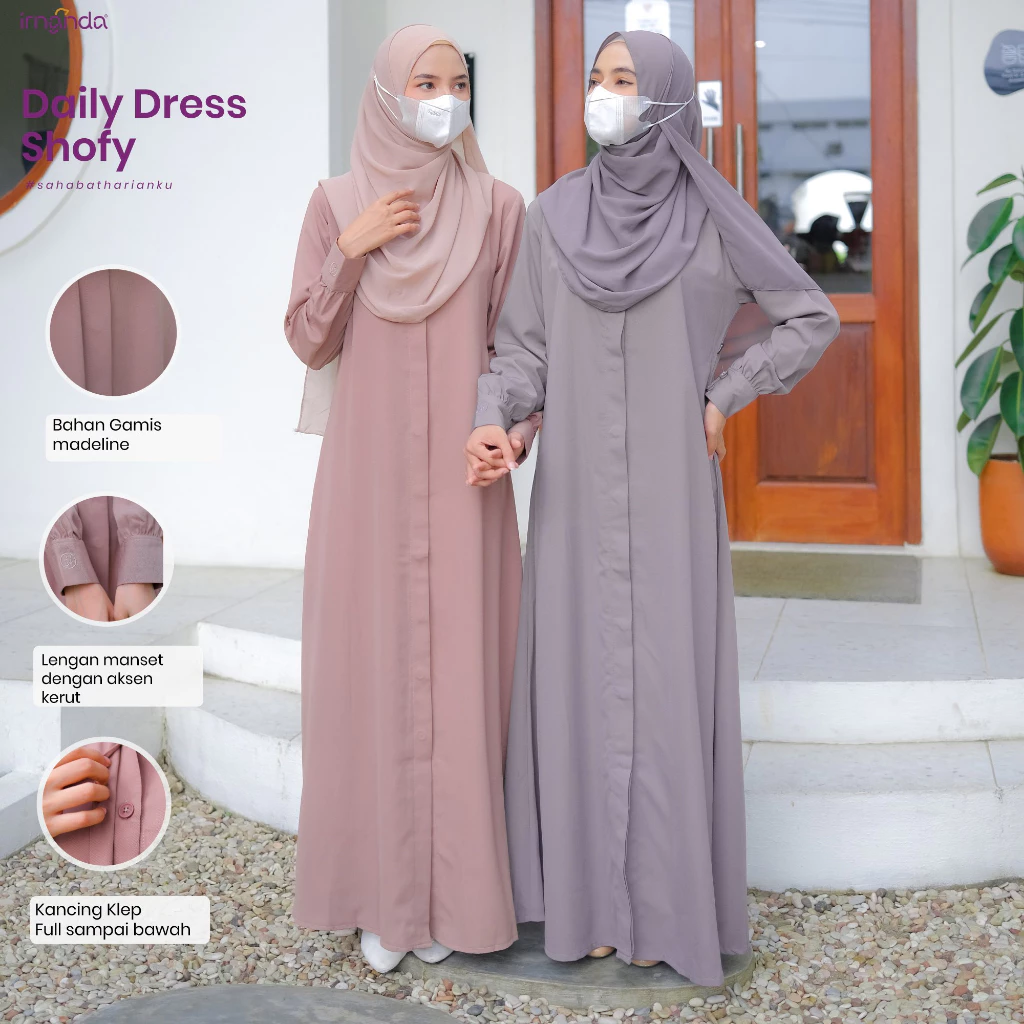 gamis polos elegan untuk sehari hari Irnanda Gamis Shofy dress polos