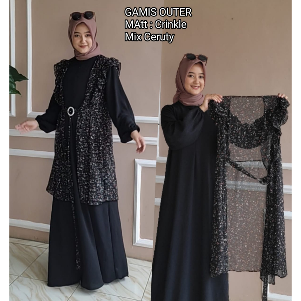 Jual GAMIS SET OUTER DRESS NEVA DRESS 2IN1/OUTER SET CRINKLE AIRFLOW ...