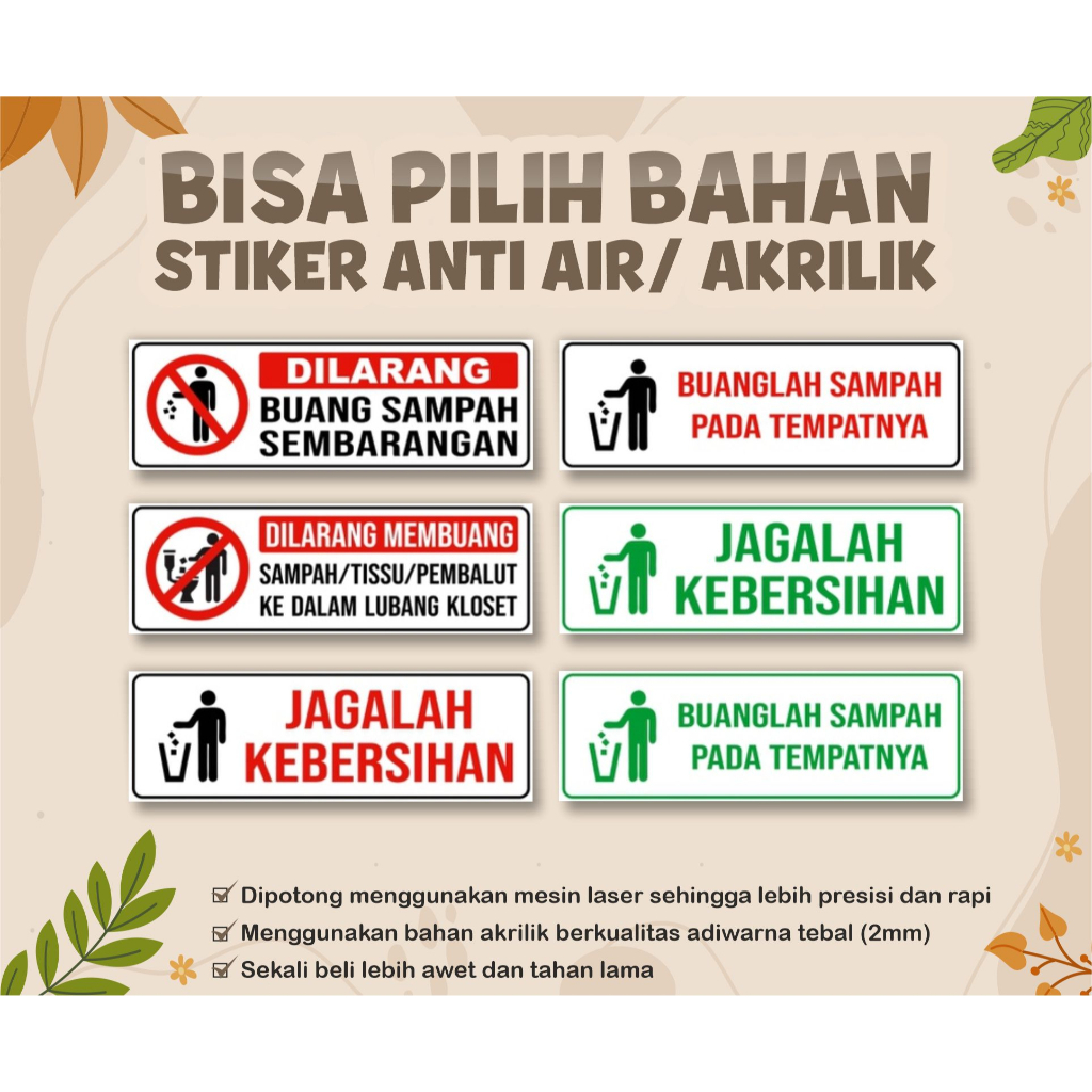 Jual Stiker Jagalah Kebersihan Buanglah Sampah Pada Tempatnya Signboard