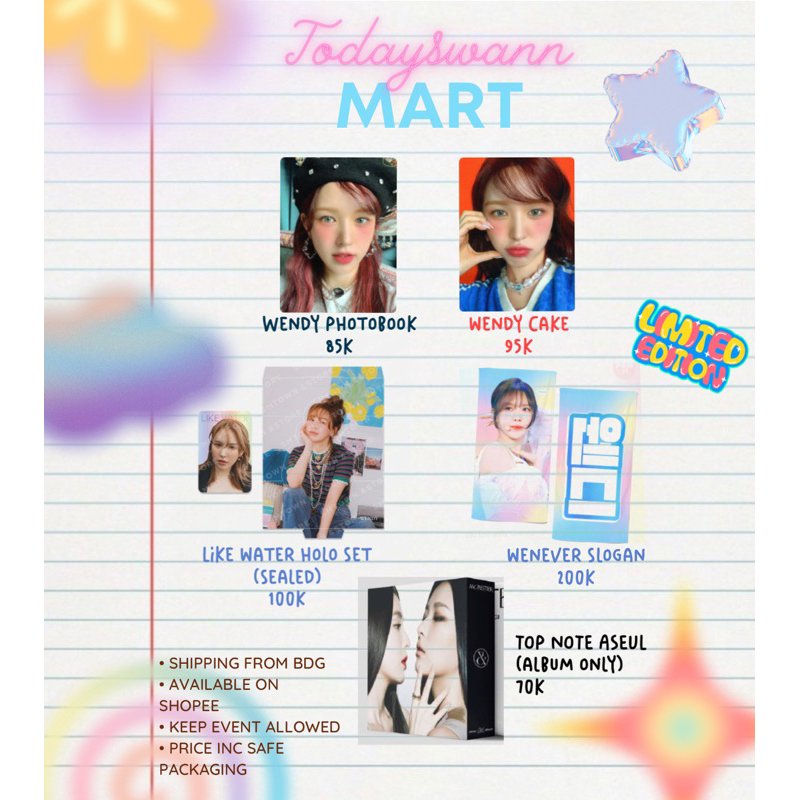 Jual WENDY RED VELVET BIRTHDAY PHOTOBOOK & CAKE OFFICIAL PHOTOCARD