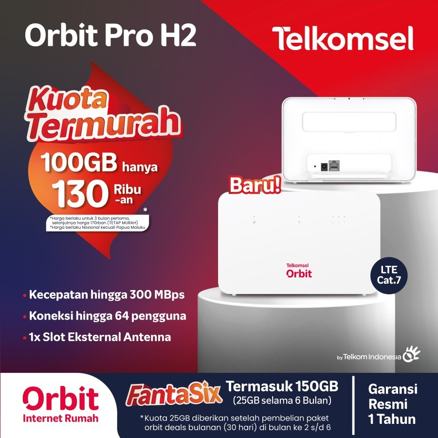 Jual Modem Wifi Telkomsel Orbit Pro H2 4G 30Mbps Free Kuota | Shopee ...