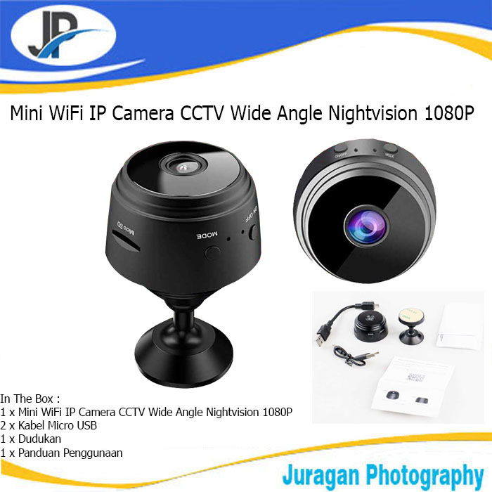 Jual Mini WiFi IP Camera CCTV Wide Angle Nightvision 1080P | Shopee ...