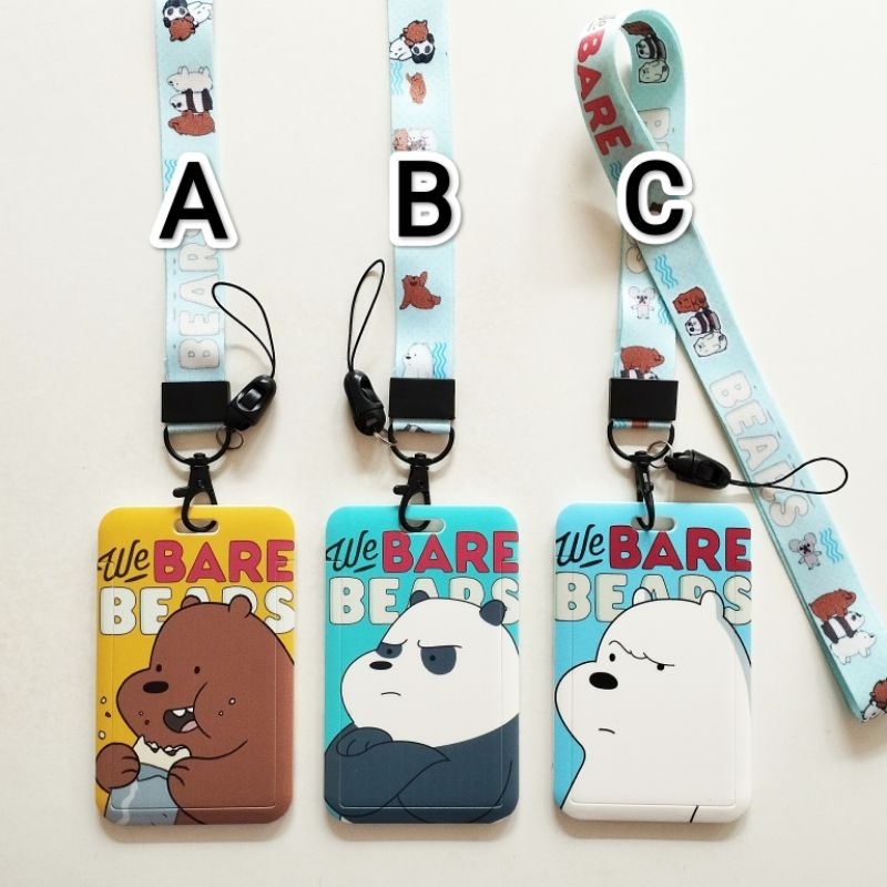 Jual We Bare Bears ID Card Holder Lanyard 1 Grizzly Panda Ice Bear Name ...