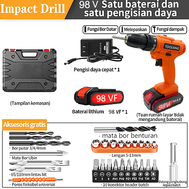 Jual Vf Bor Mesin Elektrik Drill Bor Tanpa Kabel V Bor Listrik Set Bor Tangan Listrik