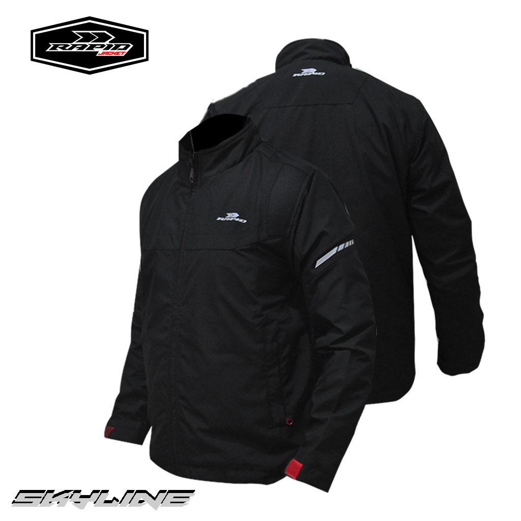 Jual jaket motor motoran pria harian RAPID SKYLINE premium black hitam