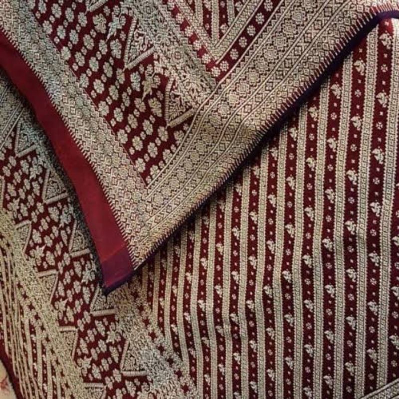 Jual SALEE 4 4 songket lepus maron gold / songket palembang asli tenun ...