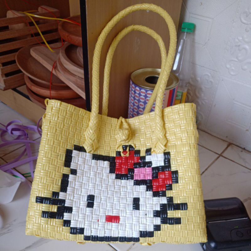 Jual jali bag paty sulam/ tas anyaman/ tas jali hello kitty