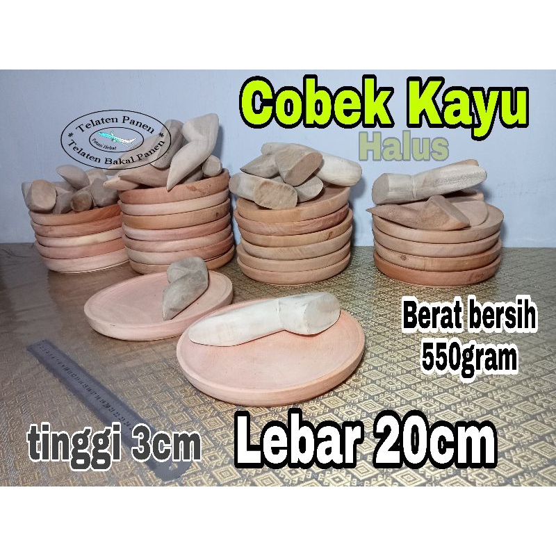 Jual Cobek kayu lebar 20cm beserta ulegnya | Cowek | Lemper | Ulekan ...