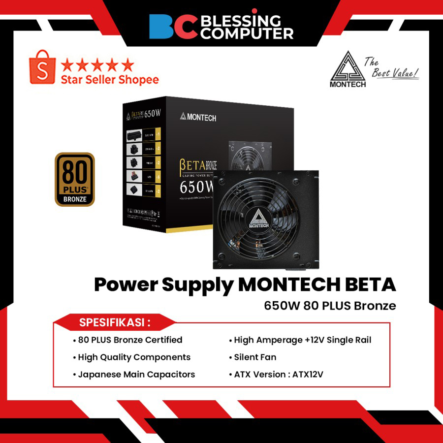 Jual Power Supply MONTECH BETA 650W 80 PLUS Bronze | Shopee Indonesia