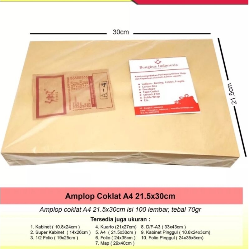 Jual Amplop Coklat A4 Garan (100 Pcs) | Shopee Indonesia