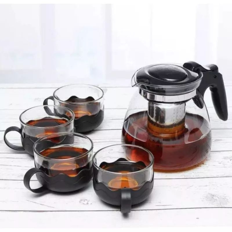 Jual B65 Tea Pot Kaca Dengan Saringan Set 5 In 1 Shopee Indonesia 1685