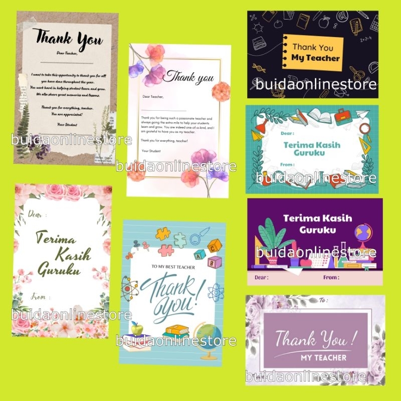 Jual Kartu Ucapan Stiker Terima Kasih Guruku Label Thank You My Teacher