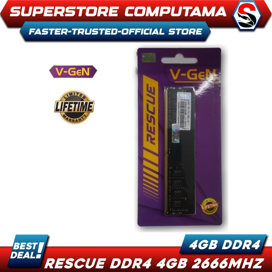 Jual RAM V-GEN Rescue DDR4 4GB PC21300/2666Mhz LONG DIMM | Shopee Indonesia