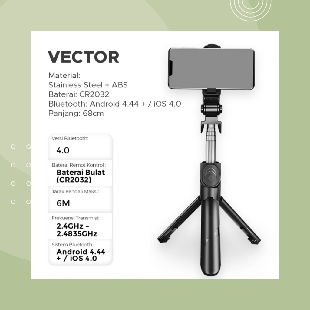 Jual Coretech Vector Tongsis Selfie Stick Tripod Bluetooth Remot ...