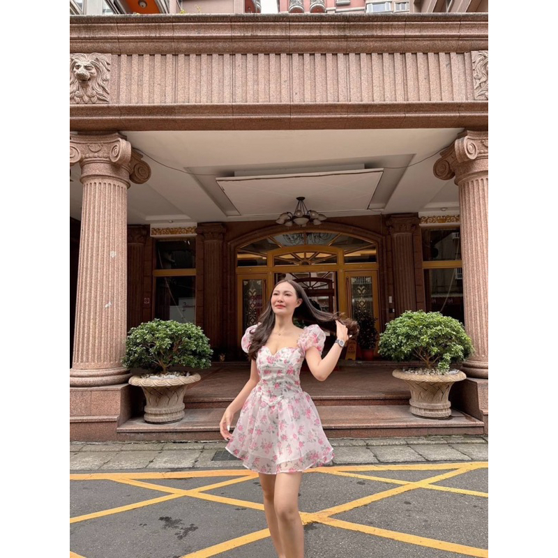 Jual Arabele Dress (Korean Floral Puff Mini Dress Import Bangkok ...