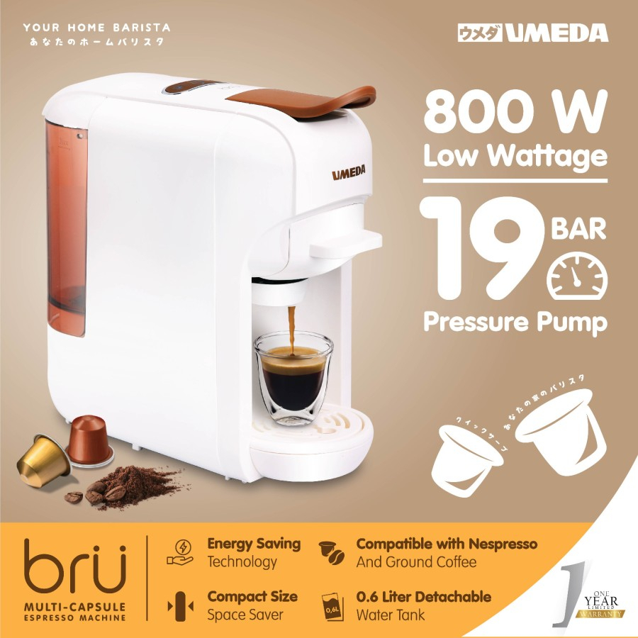 Umeda BRU Mesin Kopi Kapsul untuk Nespresso Dolce Gusto Espresso Machine  Kopi Bubuk