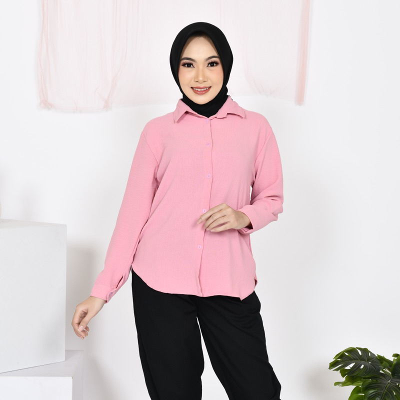 Jual Asyifa Shirt Kemeja Wanita Bahan Crinkle Premium Kemeja Crinkle