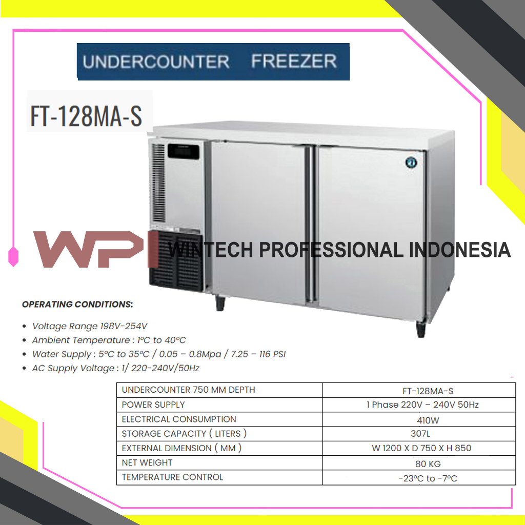 Jual Hoshizaki FT128MAS Undercounter Freezer 2 Pintu Lebar 75 Cm
