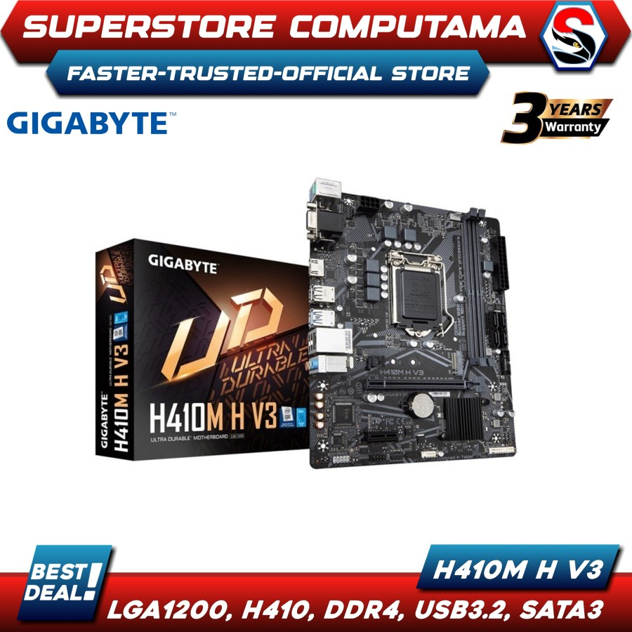Jual Motherboard Gigabyte H410M H V3 (LGA1200, H410, DDR4, USB3.2
