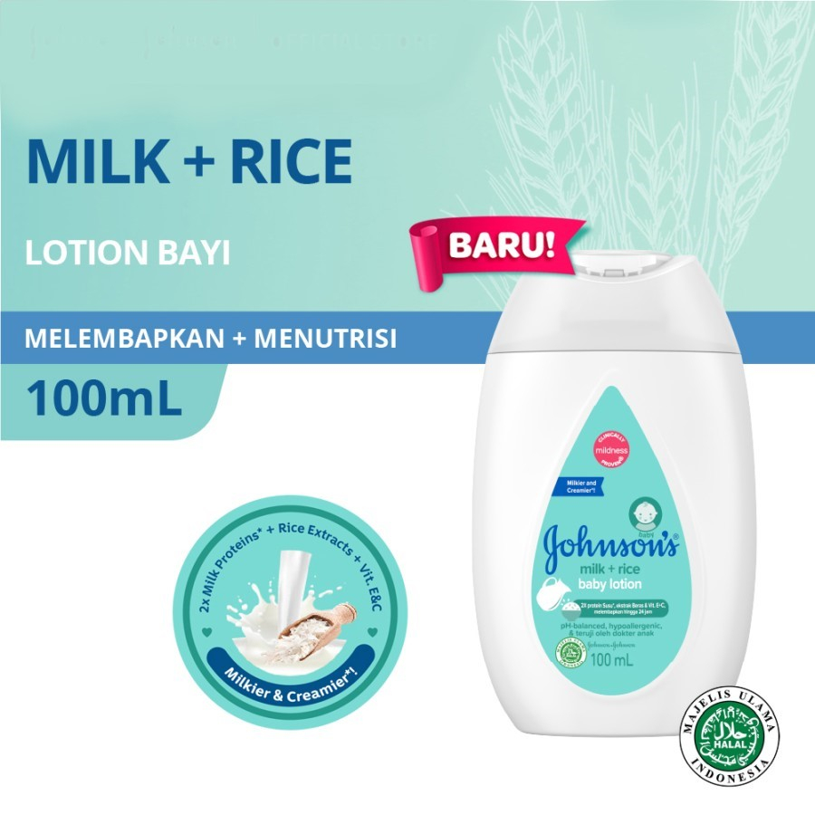 Jual Johnson's Baby Lotion Milk + Rice 100 ml | Shopee Indonesia