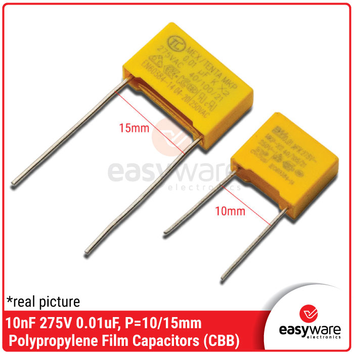 Jual MKP 10nF 275V 0.01uF Kapasitor 275 Volt pitch 10mm 15mm ...