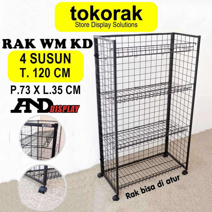 Jual RAK KERANJANG WM KD 4SSN HITAM TEMPAT SNACK MAKANAN ROTI WARUNG ...