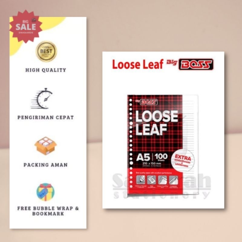 Jual Loose Leaf A5 100 Big Boss Kecil Bergaris / Kertas Isi Binder File ...