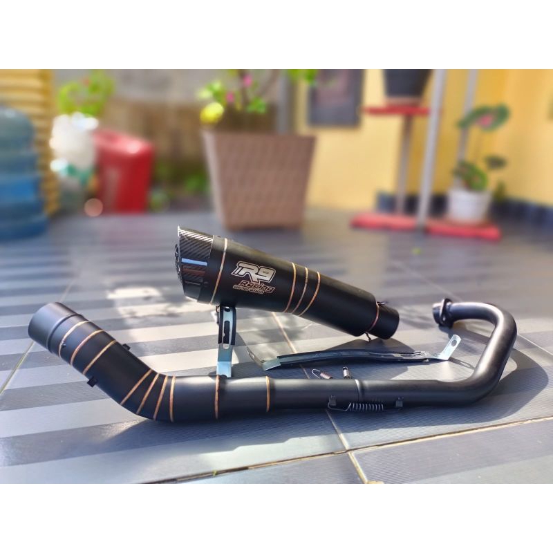 Jual TERMURAH KNALPOT RACING R9 H2 HITAM DOF UNTUK VIXION R15 CB CBR FU ...