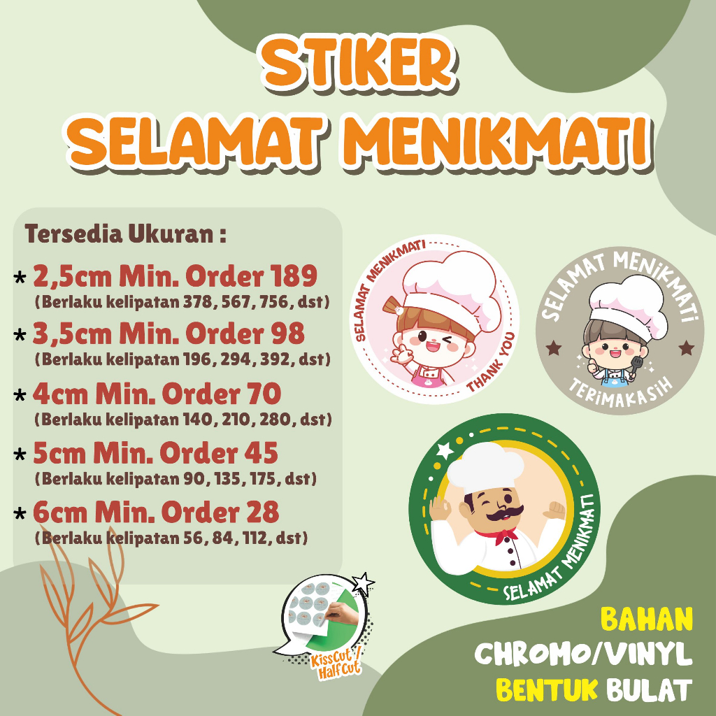 Jual Sticker Label Makanan/ Stiker Selamat Menikmati/ Stiker Terima ...