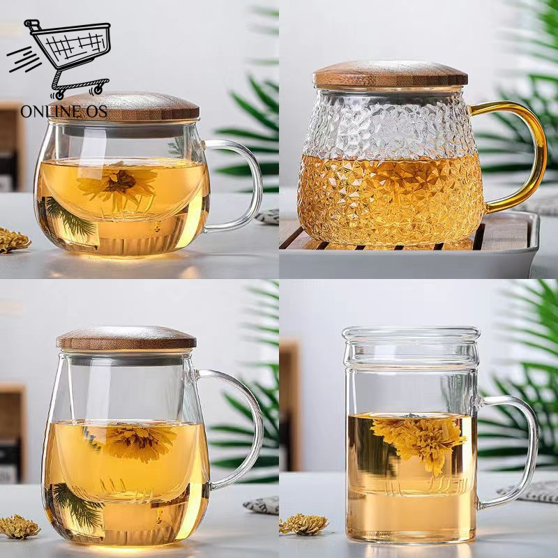 Jual Packing Aman Gelas Saringan Rempah Glass Infuser Teapot Glass Tea Cup With Infuser And 3197