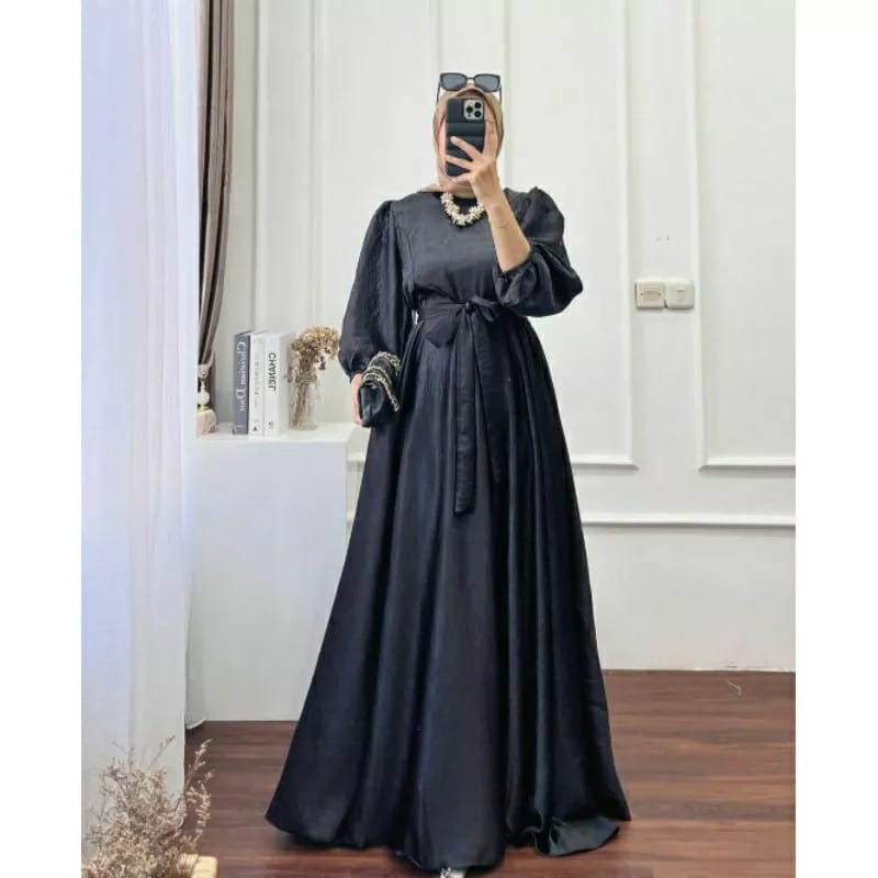 Jual Xeivia Dress Gamis Shimmer Viral Dress Pesta Kondangan Polos Model