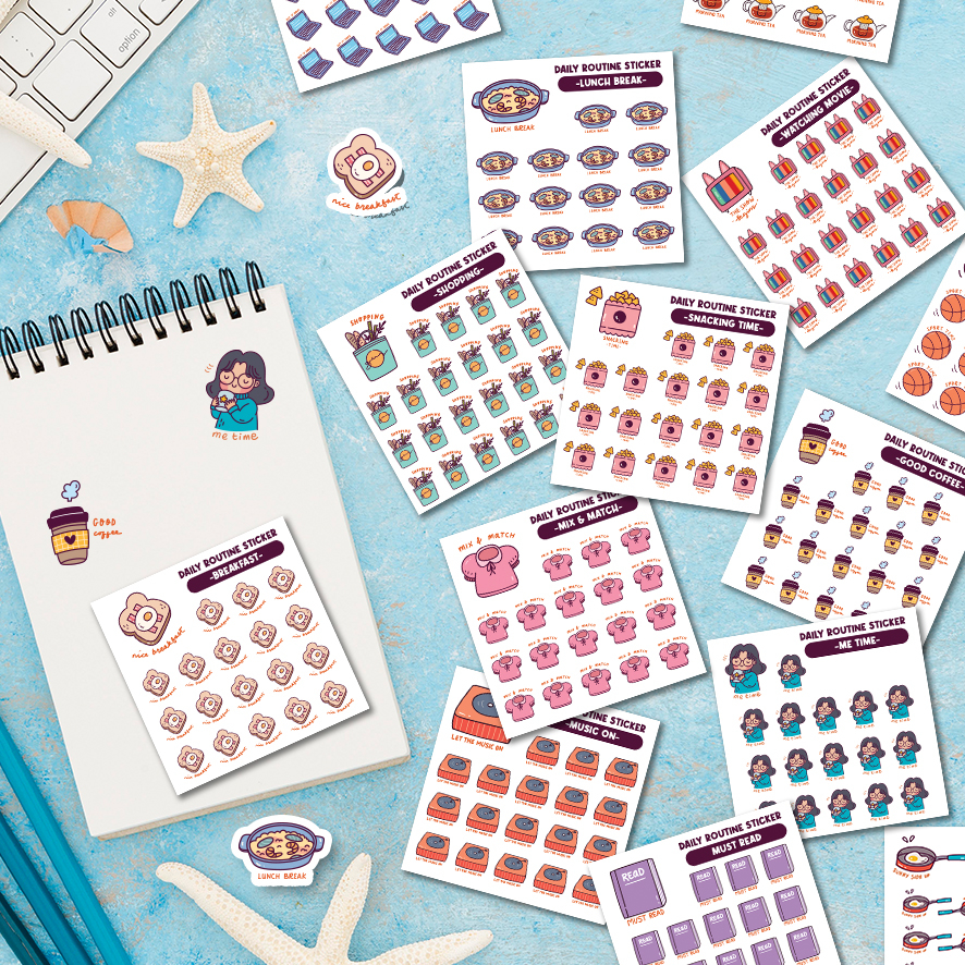 Jual Stiker jurnal harian Daily Routine Sticker Deco Journaling ...