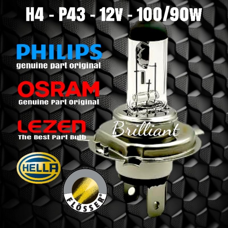 Jual Lampu Bohlam Halogen H4 Original - 12v 100/90W - Harga Satuan ...