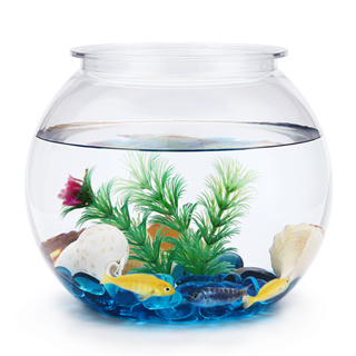 Fish Bowl Plastic L M S Sizes Desktop Aquarium Tanks Round Durable