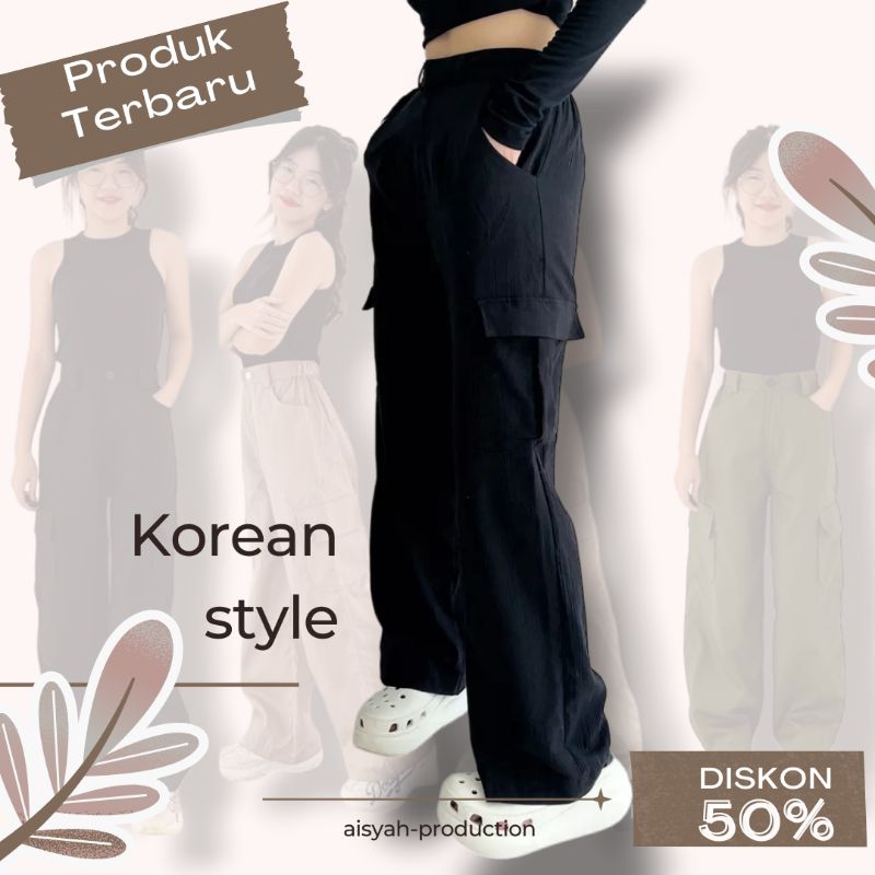 Jual Celana Cargo Wanita/Cargo Pants Wanita/Celana Cargo Korean Style ...