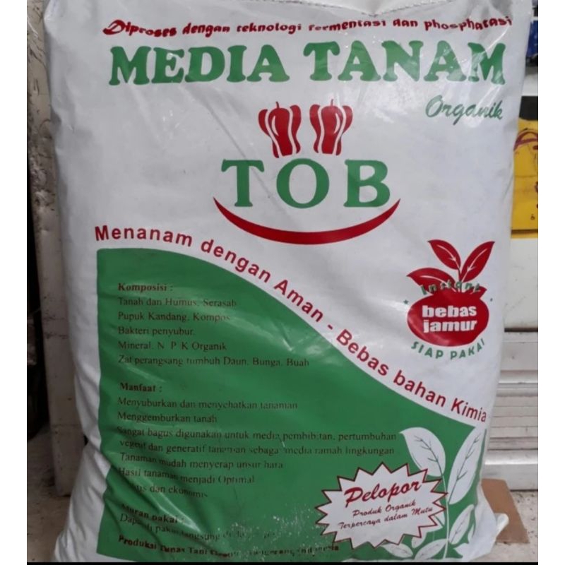 TOB media tanam organik 6 kg, media tanah subur, siap pakai